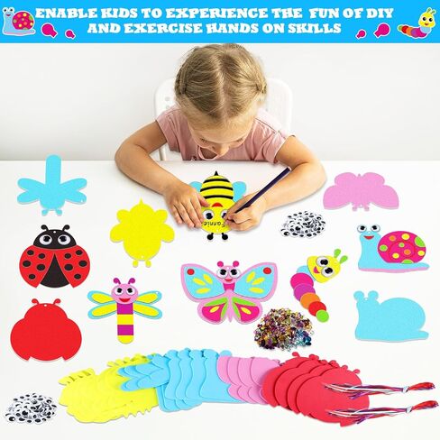 Qyeahkj 412pcs Summer Foam Sticker Crafts Kit for Kids 24 Sets Spring Bug Foam Paper Arts Gifts with Magnet Spring Craft Project for Toddler Preschool for Insect Birthday Party Favor Supplies in Saudi Arabia