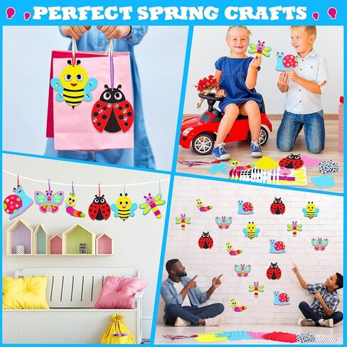 Qyeahkj 412pcs Summer Foam Sticker Crafts Kit for Kids 24 Sets Spring Bug Foam Paper Arts Gifts with Magnet Spring Craft Project for Toddler Preschool for Insect Birthday Party Favor Supplies in Saudi Arabia
