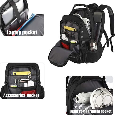 Laptop Backpack for Men, Large Travel Computer Backpack with USB Charging Port for Work Business Fits 17 Inch Notebook, 40L, Anti Theft, Water Resistant, Black in Saudi Arabia