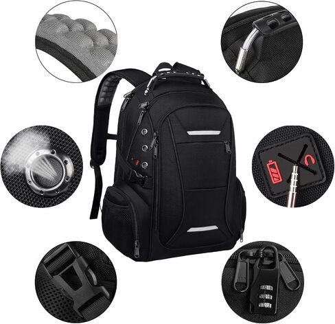 Laptop Backpack for Men, Large Travel Computer Backpack with USB Charging Port for Work Business Fits 17 Inch Notebook, 40L, Anti Theft, Water Resistant, Black in Saudi Arabia