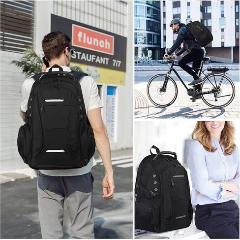 Laptop Backpack for Men, Large Travel Computer Backpack with USB Charging Port for Work Business Fits 17 Inch Notebook, 40L, Anti Theft, Water Resistant, Black in Saudi Arabia