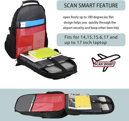 Laptop Backpack for Men, Large Travel Computer Backpack with USB Charging Port for Work Business Fits 17 Inch Notebook, 40L, Anti Theft, Water Resistant, Black in Saudi Arabia