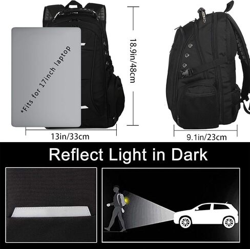 Laptop Backpack for Men, Large Travel Computer Backpack with USB Charging Port for Work Business Fits 17 Inch Notebook, 40L, Anti Theft, Water Resistant, Black in Saudi Arabia