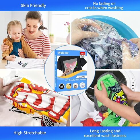 100 ورقة نقل DTF ورقة فيلم A4 من جانب مزدوج الجوانب صفائح الصدمة واضحة ، ورقة نقل حرارة الحيوانات الأليفة لعلاج طابعة epson inkjet DTG طباعة مباشرة على القمصان tirts in Kuwait