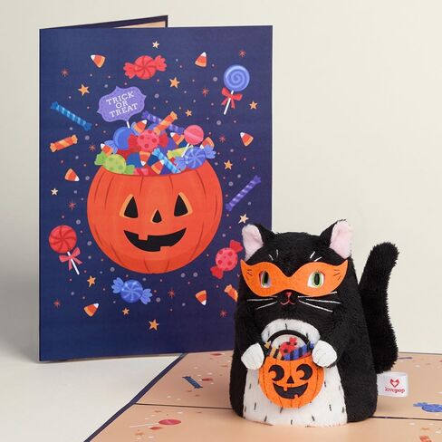 Lovepop Plushpop Soft Animal Pop-Up Card for Her and Him - 3D Halloween Cat Greeting Card for Boys, Girls, Men, Women - Trick or Treat - 6" x 8" Card in Saudi Arabia