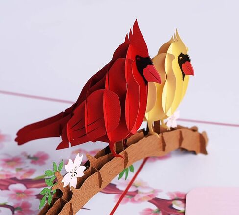 3D Popup Card of Cardinal Bird Couple, Paper Art & Handicraft, Greeting Card, Birthday, Anniversary, Christmas, Mothers Day, Fathers Day Card, Handmade Gift For Mom, Dad, Wife, Husband in Saudi Arabia