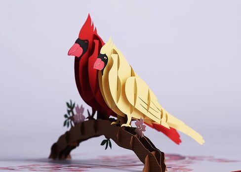3D Popup Card of Cardinal Bird Couple, Paper Art & Handicraft, Greeting Card, Birthday, Anniversary, Christmas, Mothers Day, Fathers Day Card, Handmade Gift For Mom, Dad, Wife, Husband in Saudi Arabia