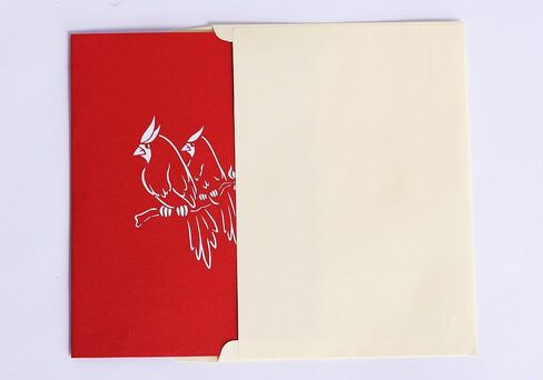 3D Popup Card of Cardinal Bird Couple, Paper Art & Handicraft, Greeting Card, Birthday, Anniversary, Christmas, Mothers Day, Fathers Day Card, Handmade Gift For Mom, Dad, Wife, Husband in Saudi Arabia