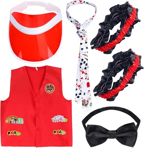 Yewong Casino Dealer Set Set Tealer Tearbors Hat Bowtie لعب بطاقة ARMLAND LAS VIGRAND GAME in Kuwait