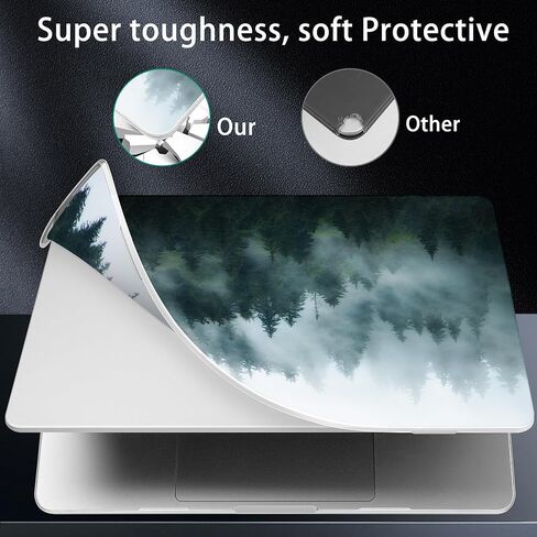 for MacBook Air 15 inch Case 2023 2024 2025 Release A3241 M4 A3114 M3 A2941 M2 with Liquid Retina Display & Touch ID, Hard Shell with Screen Protector & Webcam Cover & Keyboard Cover, Forest in Saudi Arabia