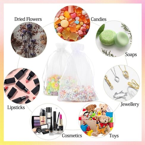Organza Bags, 100Pcs White Gift Bags Sheer Organza Bags 4x6 Inches Mesh Bags Drawstring Jewelry Gift Bags Bulk Small Candy Bags for Wedding Birthday Valentines Jewelry Festival Soaps Party Favor Bags in Saudi Arabia