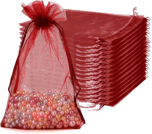 Organza Bags, 100Pcs White Gift Bags Sheer Organza Bags 4x6 Inches Mesh Bags Drawstring Jewelry Gift Bags Bulk Small Candy Bags for Wedding Birthday Valentines Jewelry Festival Soaps Party Favor Bags in Saudi Arabia