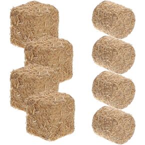 Veemoon 8pcs Mini Hay Bales, Mini Straw Hay Miniature Figurine Fake Hay Tiny Simulation Fake Hay Small Decorative Hay for Mini House Garden Decoration DIY Autumn