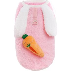 Pink Rabbit Bunny Dog Costume Easter Bunny Dog Outfit with Carrot Decor Only for Small Puppies Cats Easter Halloween Cosplay