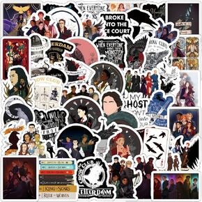 63Pcs Six of Crows Stickers Pack，Fantasy Novels Cartoon Aesthetics Vinyl Waterproof Decals for Water Bottle, Laptop, Phone, Skateboard, Journaling for Kids Teens for Party Supply