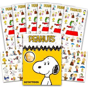 Peanuts Stickers and Tattoos Party Favors Set - 200 Pc Bundle with 150 Snoopy Stickers and 50 Charlie Brown Tattoos for Kids Party Supplies | Snoopy Goodie Bag Fillers
