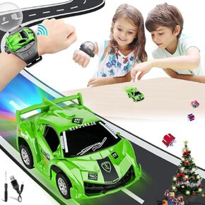 M&HONG 2023 New Mini Watch Remote Control Car Toy for Kids, 2.4 Ghz 50m Long Distance Car Watches Toys, Racing Watch Cars Toy, Watch Remote Control Car with USB Charging for Boys and Girls