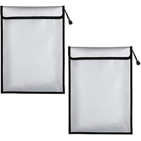 Fireproof Document Bag(2000℉) - Waterproof Fire Proof Bag for Cash with Zipper - Large Enough for Laptop - Important Document Storage Organizer - fire Safe Bag - fire Resistant Bag(2 Packs)