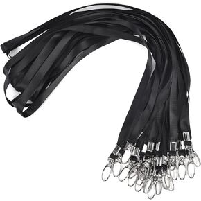 20PCS Badge Lanyards Bulk Black Nylon Neck Lanyard Strap with Stainless Swivel Hook for ID Badge Holder ID Card Name Tag Key Chains Wallet Cellphone Office Id Badges