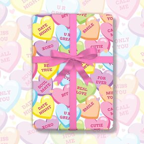 JarThenaAMCS 39.3 x 27.6 Inch Valentine's Day Wrapping Paper -Not Roll- Conversation Heart Wrap Paper Colorful Folded DIY Art Craft Paper For Wedding Birthday Anniversary Party Packaging, 6 Sheets