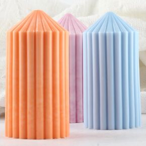 Striped Column Candle Mold Striped Pillar Molds Stripe Cylinder Mold Stripe Cylinder Silicone Candle Molds for Candle Making Candle Home Decorate Aromatherapy Gypsum Candles Clay Craft ﻿