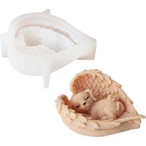 Angel Dog Candle Mold, 3D Sleeping Dog with Wings Silicone Mold for Epoxy Resin, Soy Wax Candle, Plaster, Statue, Concrete, Pet Memorial Crafts (Dog)
