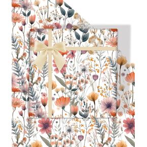 10 Sheets Wildflower Wrapping Paper, Vintage Floral Spring Flower Gift Wrap Paper for Women Girls Birthday Wedding Baby Shower Bridal Shower Valentine's Day Party Celebration - 19.7" x 27.6"