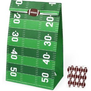 Abilat 24 Pack Football Party Treat Bags with Stickers Paper Football Party Gift Bags Candy Goodie Bags for Sports Themed Party Favors Football Birthday Party Supplies