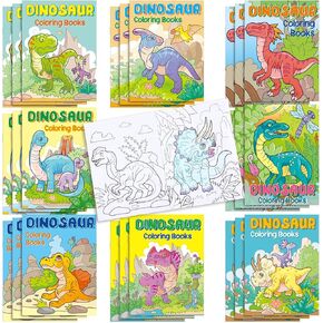 Fulmoon 24 Pcs 8 Styles Mini Dinosaur Coloring Books Dinosaur Party Favors Painting Drawing Coloring Book Total 336 Pages Creative Activity Birthday Supplies, 6.7 x 4.9 in(Dinosaur)