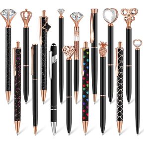 Colarr 16 Pcs Cute Ballpoint Sparkle Pens Set Metal Crystal Diamond Glitter Pen for Journaling Pretty Retractable Black Ink Christmas Fancy Gifts for Women Girls Office School Supply(Purple) in Kuwait