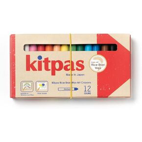 Kitpas Rice Bran Wax Art Crayons - 12 Count Crayon Set - تلوين شمع قابل للذوبان في الماء للأطفال الصغار والأطفال الذين تتراوح أعمارهم in Kuwait