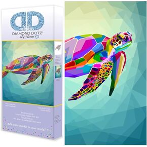 Diamond Dotz at Home Colorful Turtle Diamond Painting Kits للبالغين - مجموعات فن الماس أكياس مريحة مريحة مع Dotz Gems 12x12