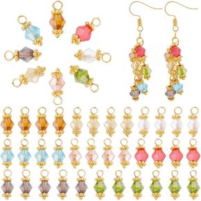 PH PandaHall Faceted Cube Bead Pendants, Electroplate Glass Pendant Charms Crystal Dangle Charms Pendants