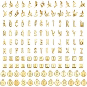 130Pcs/5 Sets Letter Charms, Alphabet ABC Letter Charms 5 Styles Capital A-Z Charms, Metal Letter Pendant Charms for DIY Bracelet Necklace Earring Jewelry Making (Gold)