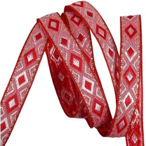 12mm 10Yards Vintage Ethnic Embroidery Jacquard Ribbon Webbing Tape Lace Trim DIY Clothes Bag Accessories (Red)