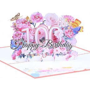 بطاقة عيد ميلاد سعيدة مائة ، بطاقات عيد ميلاد مائة للنساء ، هدايا عيد ميلاد مائة للنساء ، بطاقة عيد ميلاد سعيد ، بطاقات منبثقة ، بطاقات منبثقة للنساء مع ملاحظة.