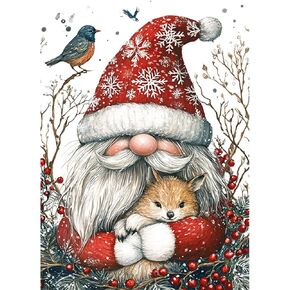 AIRDEA Diamond Art Paintings Kits for Adults,Gnome Diamond Art Kits for Adults,12x16 Inch DIY Diamond Art Paintings Kits Bird and Fox,Cute Diamond Art Painting Set for Beginner