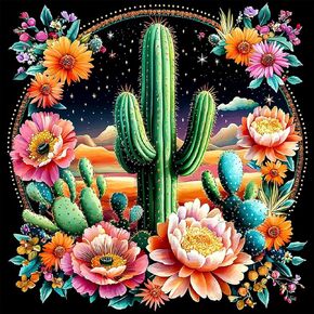 MAXBYE Cactus Garden Diamond Paintings, Cactus Flower Garden Diamond Art Kits for Adults, Diamond Art Accessories and Free Extra 30% Diamonds, Diamond Art for Home Décor Items. 12x12inch