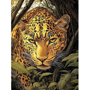 VAIIEYO 5D DIY Diamond Art Kits for Adults Leopard, Diamond Painting Animal, Diamond Art Full Drill Round Rhinestone Craft Canvas for Home Wall Decor Gift 12x16 inch-69