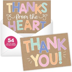 54 Rustic Bulk Thank You Cards And Envelopes - Wedding Thank You Cards With Envelopes Bulk, Baby Shower Thank You Cards, Teacher Thank You Card Bulk, Graduation Thank You Notes With Envelopes Set