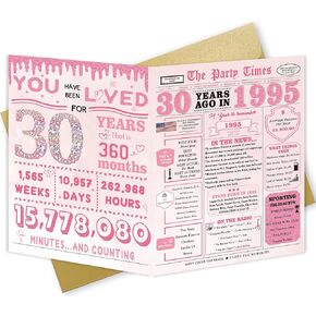 30th Birthday Card，30th Birthday Gifts for Women，30th Birthday Decorations for Her，Gifts for 30 Year old Wife Girlfriend Daughter Sister Friends