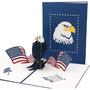 Ribbli USA Eagle Handmade 3D Pop Up Card,Greeting Card,Bird Card,National Flag Card,Patriotic Card,Birthday Card,For Memorial Day,4th of July,Flag Day,Independence Day,Veterans Day,with Envelope