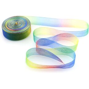 Tegg Organza Ribbon 1 Inch 50 Yard Shimmer Sheer Chiffon Ribbon for Gift Wrapping Hair Wedding Rainbow Colors