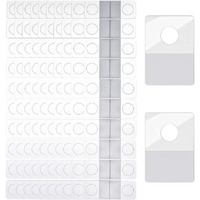 200Pcs Clear Self Adhesive Folding Hang Tabs, Heavy Duty Plastic Round Hole Sticky Tabs for Store Retail Small Sale Items Hanging Display (1.25x0.9 Inch)