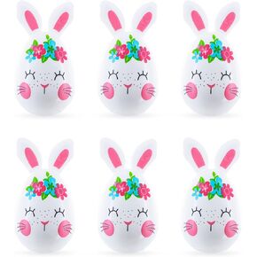Bunny Blooms: Set of 6 Bunny with Flowers Plastic Easter Eggs
