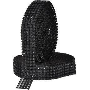 Mandala Crafts Black Bling Wrap Rhinestone Ribbon - 4.75 in 10 Yds Crystal Rhinestones Mesh Ribbon - Diamond Wrap Rhinestone Strips Roll for Crafts Wedding Party Decoration