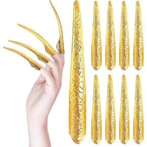 Halloween Claw Gloves for Vampire Cosplay, 10pcs Finger Claws Nail Rings with 1pair Black Paw Gloves