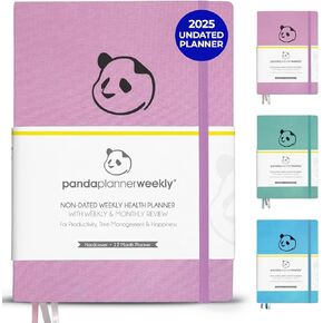 Panda Planner Mental Health Journal – 8.5" x 11" Soft Cloth Hardcover Planner with 3 Bookmarks - 12 Month Undated Self-Care & Wellness Journal with Prompts for Wellbeing & Mood Tracker (Green)