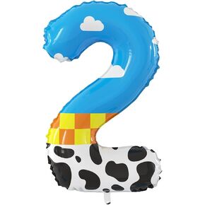 40 Inch Large Number 3 Foil Balloons Toy Inspire Story Theme Number 1-4 Balloons Blue Sky Cloud Cartoon Giant 3rd Happy Birthday Party Decorations Supplies Favor for Boys and Girls