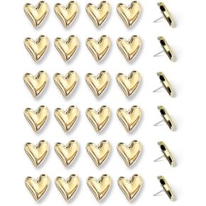 30Pcs Heart Decorative Push Pins, Gold Cute Push Pins, Bulletin Board Push Pins, Bulletin Board Push Pins, Thumb Push Pins for Cork Boards, Office Organisation or Home Decoration (30Pcs-Gold)